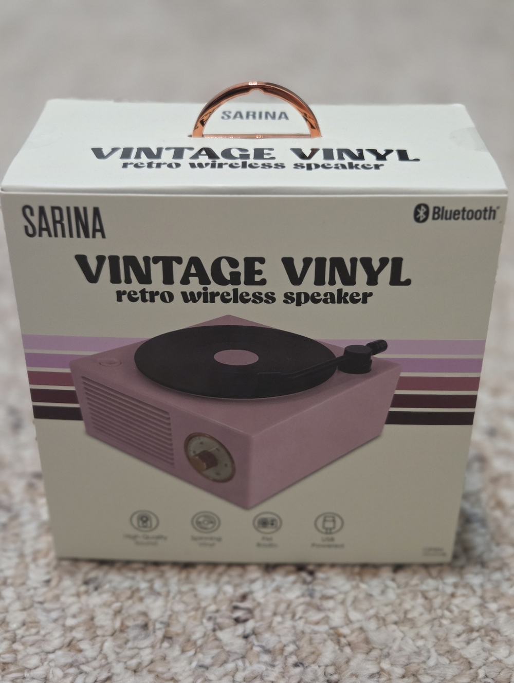 SARINA Vintage Vinyl Retro Wireless Speaker - Pink